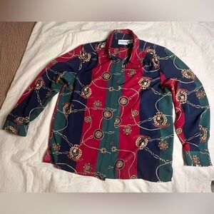 Vintage scarf style women’s button up top size Large